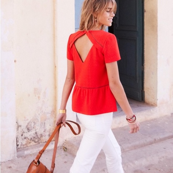 Sezane Coral Top with Cutout sz 36 (US 4) - Picture 2 of 5